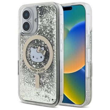 HELLO KITTY Ovitek Hello Kitty Liquid Glitter Fever MagSafe - iPhone 16 (črn/zlat)