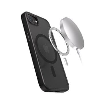 Crong Ovitek Crong Hybrid Frost MAG - ovitek MagSafe za iPhone 16e (črn)
