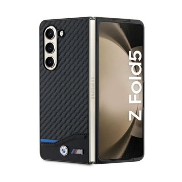 shumee BMW usnjeni karbonski ovitek za Samsung Galaxy Z Fold 5 (črn)