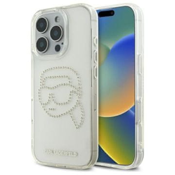 shumee Karl Lagerfeld IML Rhinestones Karl Head - ovitek za iPhone 16 Pro Max (prozoren)