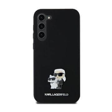 Karl Lagerfeld Silikonski ovitek Karl Lagerfeld Karl & Choupette s kovinsko zanko - Samsung Galaxy A35 5G (črn)