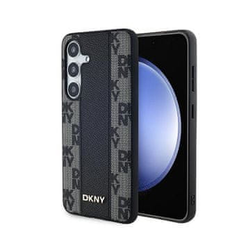 DKNY Usnjen ovitek DKNY MagSafe z enobarvnim karirastim vzorcem za Samsung Galaxy S24+ (črn)