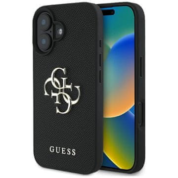 Guess Guess Grained Big 4G Logo Small Classic Logo - ovitek za iPhone 16 (črn)