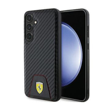 Ferrari Ferrarijev karbonski šivani spodnji del - ovitek za Samsung Galaxy S24+ (črn)