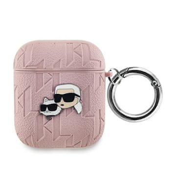 shumee Karl Lagerfeld Monogram Karl & Choupette Head - etui za AirPods 1/2 generacije (roza)