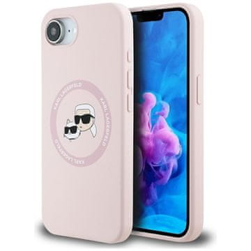 Karl Lagerfeld Silikonski ovitek Karl Lagerfeld Karl & Choupette Heads MagSafe za iPhone 16e (roza)