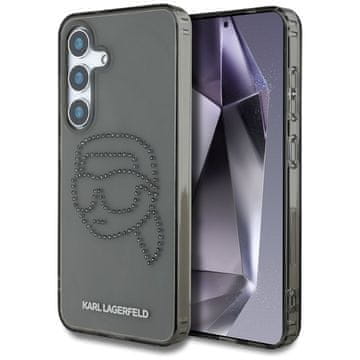 shumee Karl Lagerfeld z okrasnimi kamni in logotipom Karl Head - ovitek za Samsung Galaxy S25 (črn)