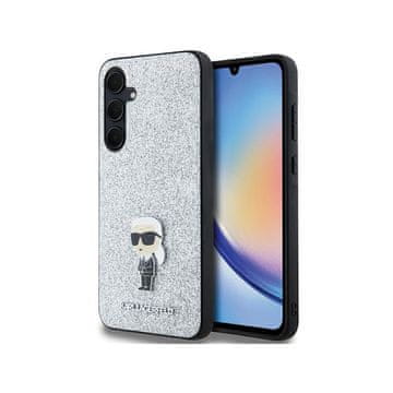 shumee Kovinska zaponka s fiksnim bleščečim logotipom Karl Lagerfeld Ikonik - ovitek za Samsung Galaxy A35 5G (srebrn)