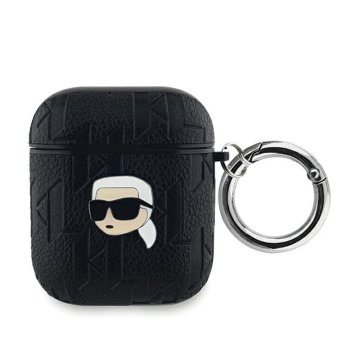 shumee Karl Lagerfeld Monogram Karl Head - etui za AirPods 1/2 generacije (črn)