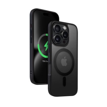 shumee Crong Hybrid Frost MAG Cover - ovitek z MagSafe za iPhone 16 Pro Max (črn)