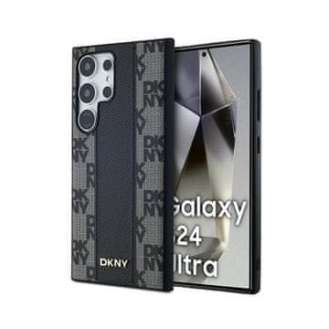 DKNY Usnjen ovitek DKNY MagSafe z enobarvnim karirastim vzorcem za Samsung Galaxy S24 Ultra (črn)