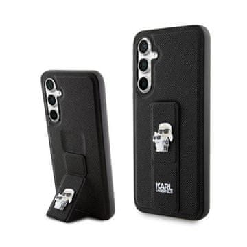 Karl Lagerfeld Stojalo za oprijem Karl Lagerfeld Saffiano Karl & Choupette Pins - ovitek za Samsung Galaxy S23 FE (črn)