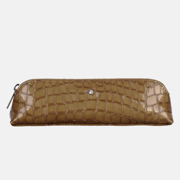 shumee Usnjena peresnica z lakiranim zaključkom v odtenku slane karamele in krokodiljega vzorca