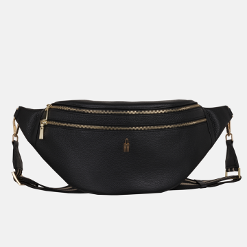 shumee CLEO - Črna usnjena torbica za okoli pasu