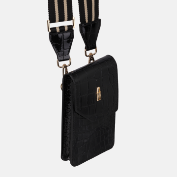 shumee NORA - Črna usnjena torbica za telefon