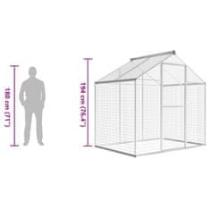 Vidaxl Zunanja ptičja kletka aluminij 178x122x194 cm