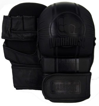 shumee WarHouse MMA rokavice z logotipom, usnjene, črne, mat, XL