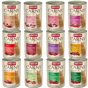 shumee ANIMONDA Carny Adult Mix 12 okusov komplet mokre hrane za mačke 24 x 400 g