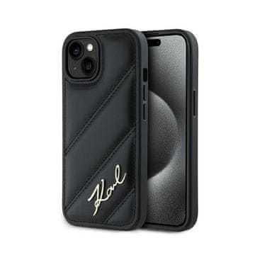 Karl Lagerfeld Ovitek Karl Lagerfeld Diagonal Quilted Script - iPhone 15 / 14 / 13 (črn)