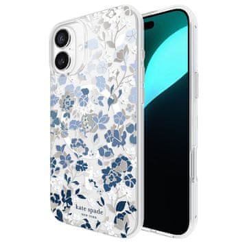 Kate Spade Zaščitni ovitek Kate Spade New York Gems MagSafe – iPhone 16 Plus (modra cvetlična postelja)
