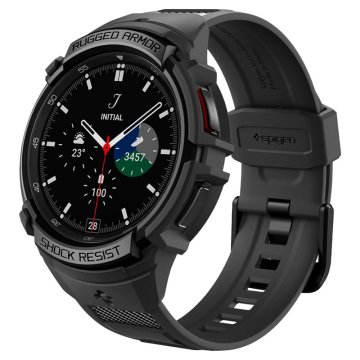 shumee Spigen Rugged Armor Pro - pašček + ovitek za Samsung Galaxy Watch 6 Classic 47 mm (črn)
