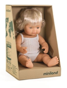 shumee Miniland Doll evropska punčka deklica 38 cm s polževim vsadkom