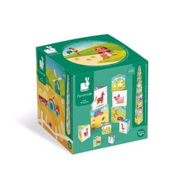 shumee Piramidni stolp iz 10 trikotnih kock, kmetija Janod