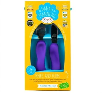 shumee NANAS MANNERS Jedilni pribor, vilice in nož, 3 stopnja, VIJOLIČNA, 3–9 let