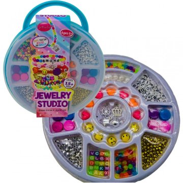 shumee Komplet perlic za izdelavo nakita v modrem etuiju