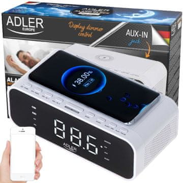 shumee AD 1192 bela radioura z brezžičnim polnilnikom in FM