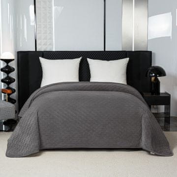 shumee Elegantno pregrinjalo za posteljo 220x200 cm s temno sivo obrobo