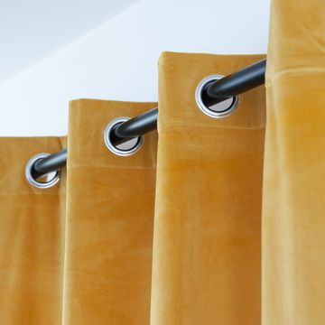 shumee ŽAMETNA ZAVESA Z LUČKAMI 140x250 GORČIČNO RDEČA