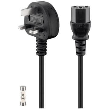 Goobay 250V(AC) IEC UK 1,5m črn napajalni kabel