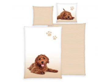 Herding Reverzibilne bombažne rjuhe Young Collection - Rjavi pes, 140/200+70/90