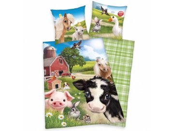 Herding Reverzibilne bombažne rjuhe Herding FARM WORLD, 140/200+70/90