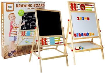 Family Otroška 2v1 lesena risalna tabla z abako + magnetna in piši-briši površina +dodatki