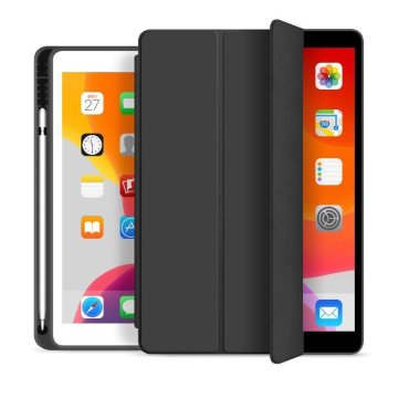 eSTUFF SEATTLE etui za iPad Air 5/4 10.9 2022/2020 - črn sprednji del iz PU usnja