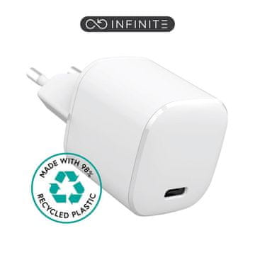 eSTUFF INFINITE USB-C polnilec EU PD 20W Bel 98% reciklirana plastika