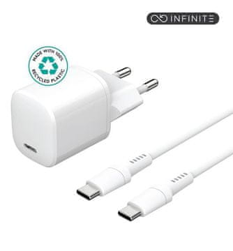 eSTUFF INFINITE polnilni komplet PD 20W bel EU vtič, 1,5 m USB-C na USB-C