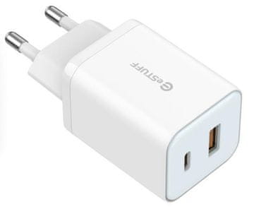 eSTUFF Polnilnik 65W GaN - USB-C + USB-A, EU vt