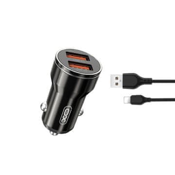 XO XO CC48 2x USB 2,4 A ČRNA avtomobilska polnilnica + LIGHTNING KABEL