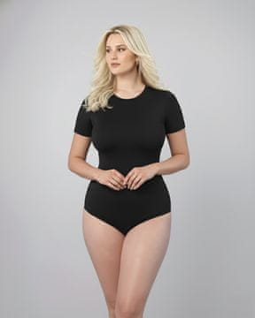 LEAFLETIC Ženski bodi iz modala z okroglim izrezom - kratki rokavi, izjemno udoben, oprijet