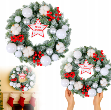 Korbi BOŽIČNI VENČEK – ELEGANTNA PRAZNIČNA DEKORACIJA, BARVNA, WZ7, 40CM