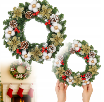 Korbi BOŽIČNI VENČEK – ELEGANTNA PRAZNIČNA DEKORACIJA, BARVNA, WZ5, 40CM