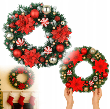 Korbi BOŽIČNI VENČEK – ELEGANTNA PRAZNIČNA DEKORACIJA, RDEČA, WZ6, 40CM