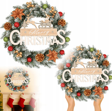 Korbi BOŽIČNI VENČEK – ELEGANTNA PRAZNIČNA DEKORACIJA, RDEČA, WZ9, 40CM