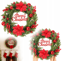 Korbi BOŽIČNI VENEC – ELEGANTNA PRAZNIČNA DEKORACIJA, RDEČ WZ4 40CM