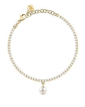 Morellato Pozlačena zapestnica za tenis s pravim biserom Perla SXU59
