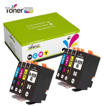 Toner123 Komplet HP 920XL / Officejet 6500, 7000, 7500 kompatibilne kartuše (8) - 2× črna, 2× cyan, 2× magenta, 2× rumena