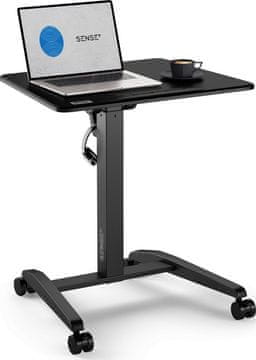 SENSE7 Mobilna pisalna miza z nastavljivo višino in nagibom, črna, 70x52 cm